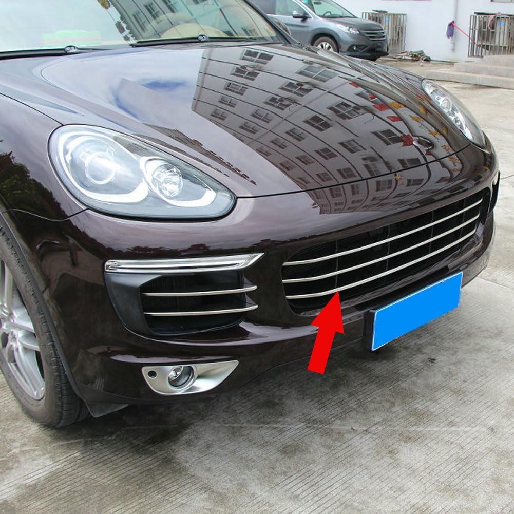 Fit For Porsche Cayenne 2015 2016 2017 Stainless Steel Front Grill Grille Cover Trim -7PCS