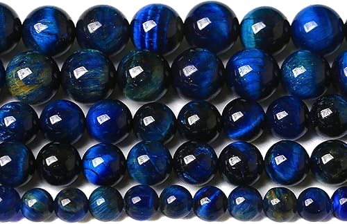 36 cuentas de piedra natural multilapislázuli azul ojo de tigre para hacer joyas, pulseras de bricolaje, energía de cristal curativo