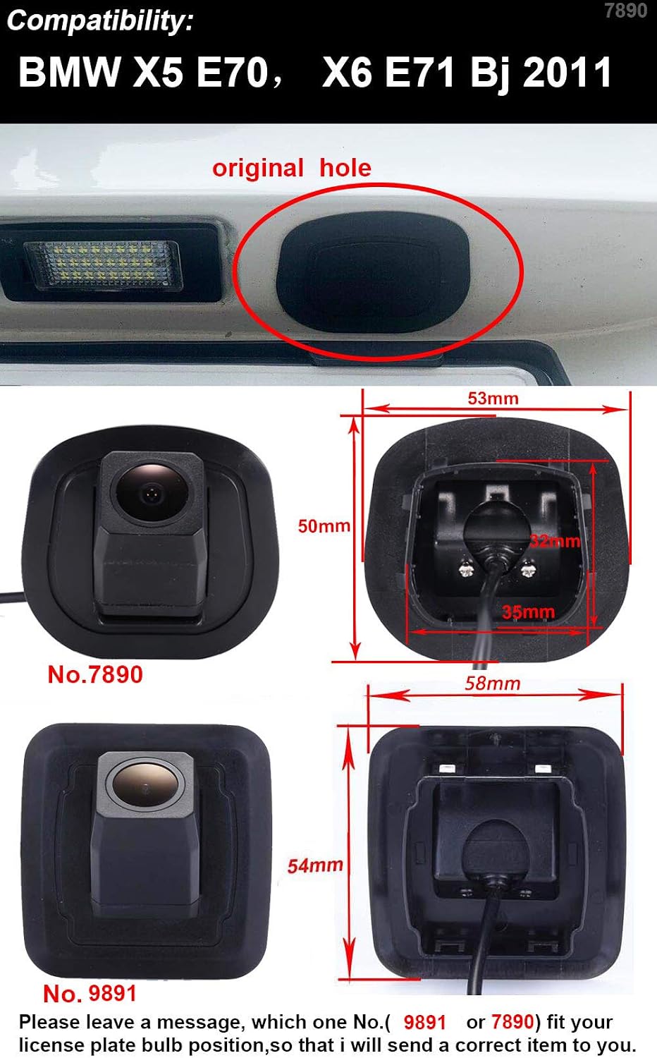 1280720 Pixels 1000TV Lines Waterproof Backup Vehicle Camera Color Car Rear View Camera 170 Degree Viewing Angle License Plate Parking Reverse Replacement for BMW X5 E70 X6 E71 Bj 2011 X1 E84 325d