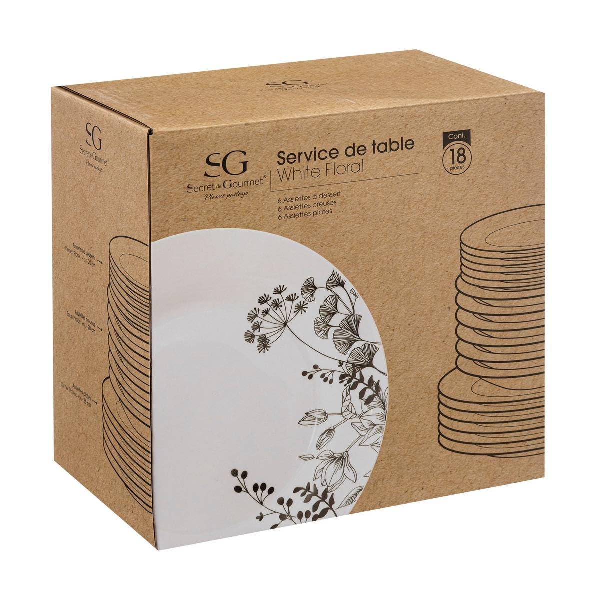 Secret de Gourmet - Servizio floreale bianco da 18 pezzi