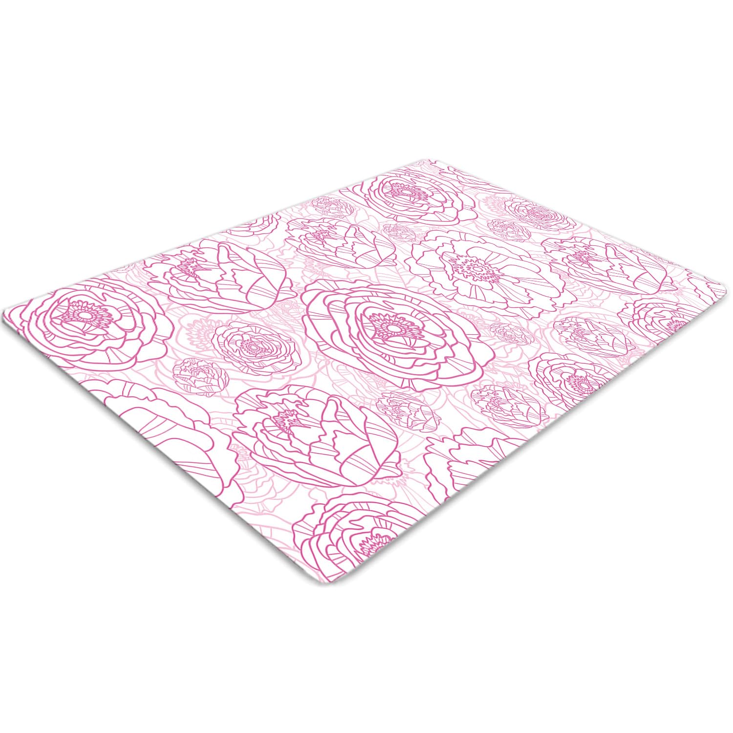 Tapis de protection sol PVC contre les rayures de chaise de bureau avec fleurs roses