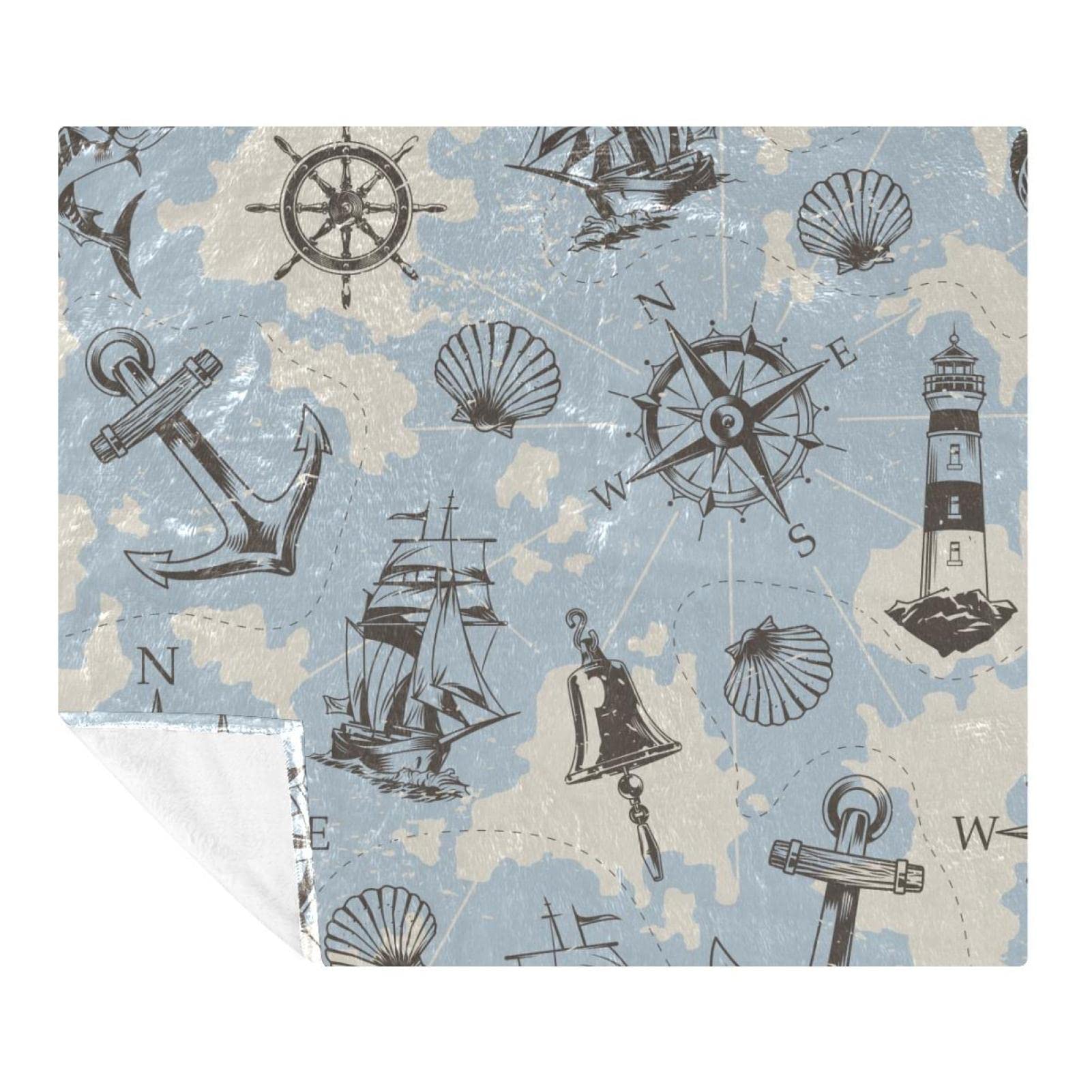 Couverture vintage nautique en microfibre pour éliminer le froid sur le canapé