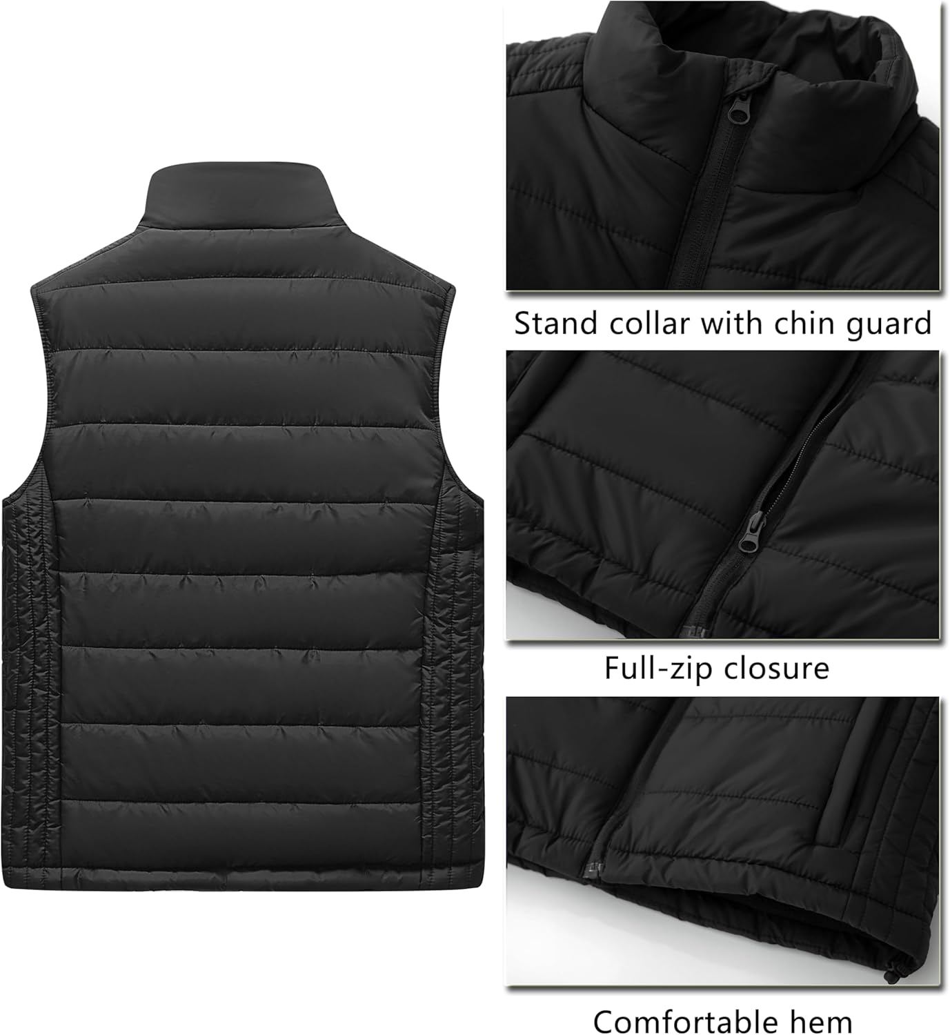 Vcansion Men's Outdoor Casual Stand Collar Padded Vest Coat - Image 4