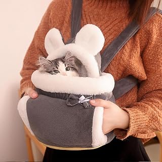 Cat Bag Carrier, Double Pocket Cat Front Pack, Winter Warm Cat Backpack Carriers with Pockets, Cozy Cats Travel Carrier, Pet Front Backpack Suitable for Small Dogs Indoor Cats Travel (Color B, Medium)