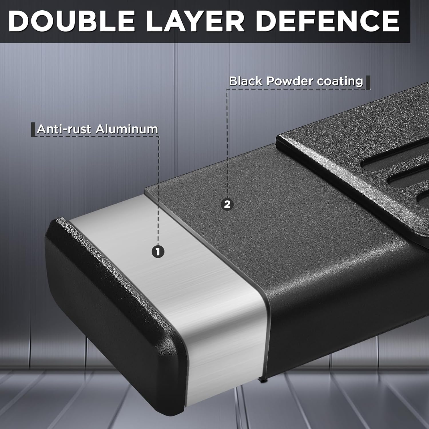 PZ Running Boards Compatible with 2017-2024 F250 F350 F450 F550 Super Cab/Extended Cab, Black Aluminum Alloy Side Steps, Ridge Pattern Rail Nerf Bars