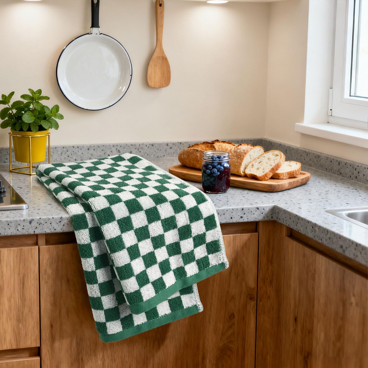 Jacquotha Checkered Hand Towels Set of 6, Cotton Bathroom & Kitchen Towels for Everyday Use, 13” x 29”, Assorted Colors - Image 5