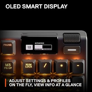 SteelSeries Apex Pro HyperMagnetic Gaming Keyboard Adjustable Actuation OLED Screen RGB USB Passthrough