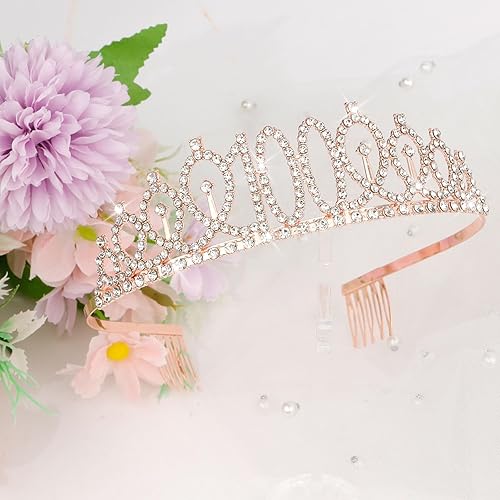 Miniatura 355 de CIEHER Juego de corona de cumpleaños 50 + banda de 50 y fabulosa banda + pin de perlas, tiara, regalos de 50, decoraciones para mujeres amigas