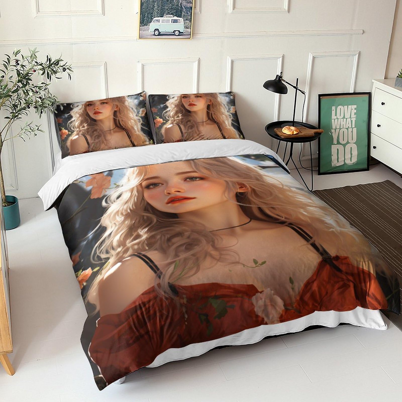 Parure de couette microfibre de qualité supérieure avec motif graphique imprimé en haute définition