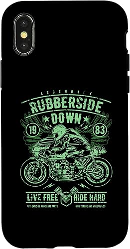 Vista 7 de iPhone 11 Retro Cafe Racer Rubberside Down Motorcycle Race Design Case