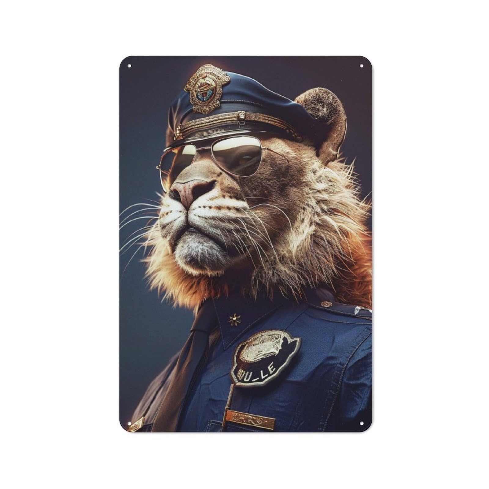 Shop Front Style Lion Officer Cafe Metal Sign 30x20cm, Bistro Wall Plaque for Tea Room, Shop Wall Or Breakfast Area