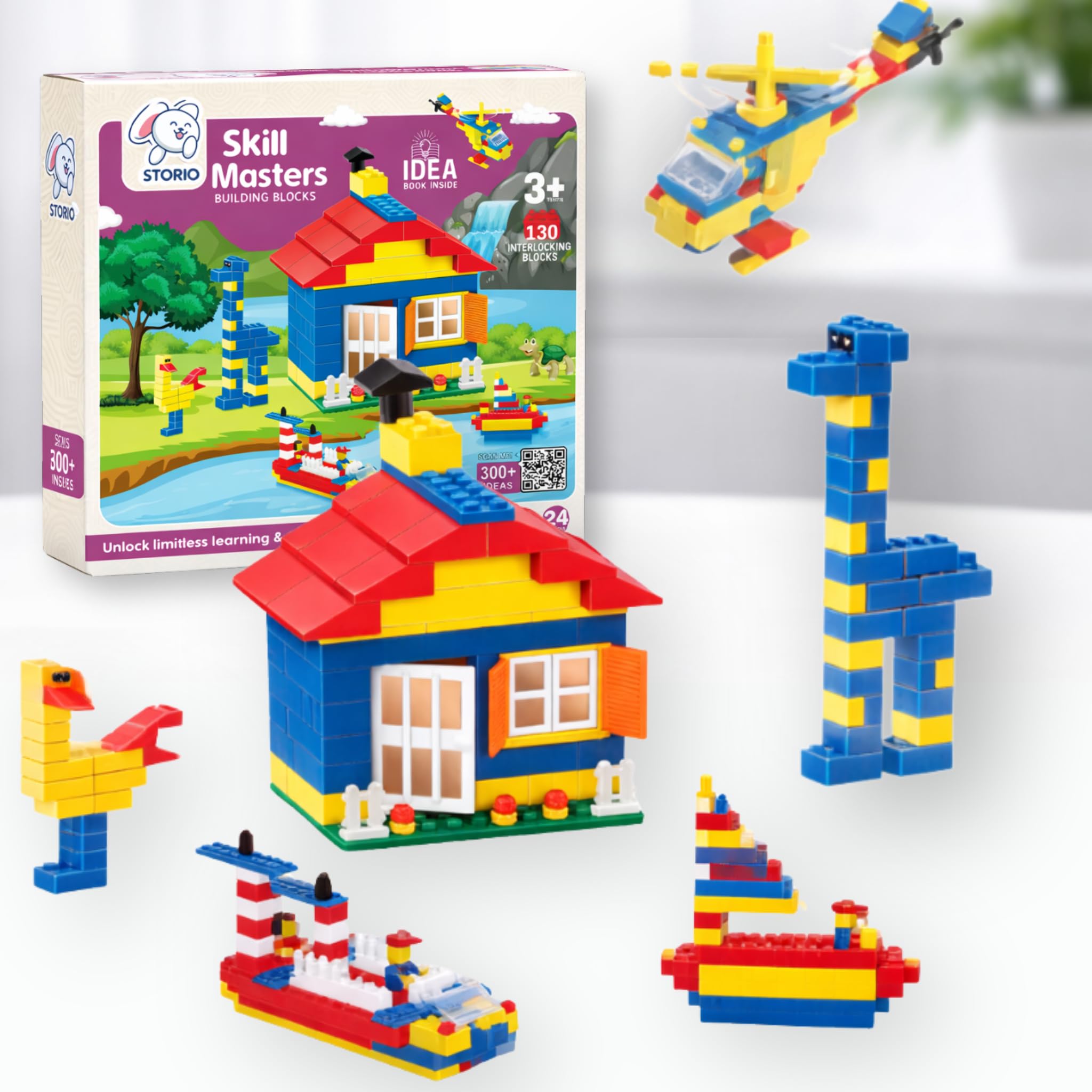 Storio Skill Masters 130+ Pcs Building Blocks Set for Kids | DIY Construction Toy for Boys & Girls | Educational STEM Learning Puzzle Game | Creative Play Building Set for Children 6+ Years-image-31