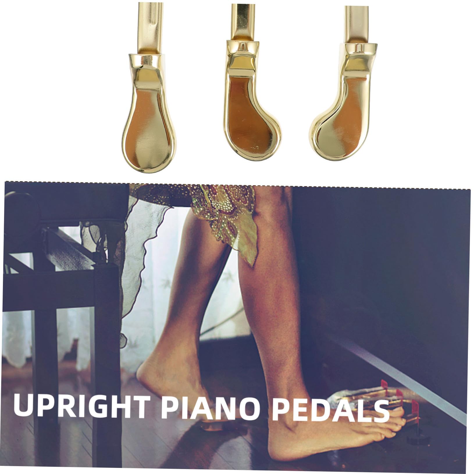 Pedales para Piano Vertical Metálicos Dorados 3 Piezas