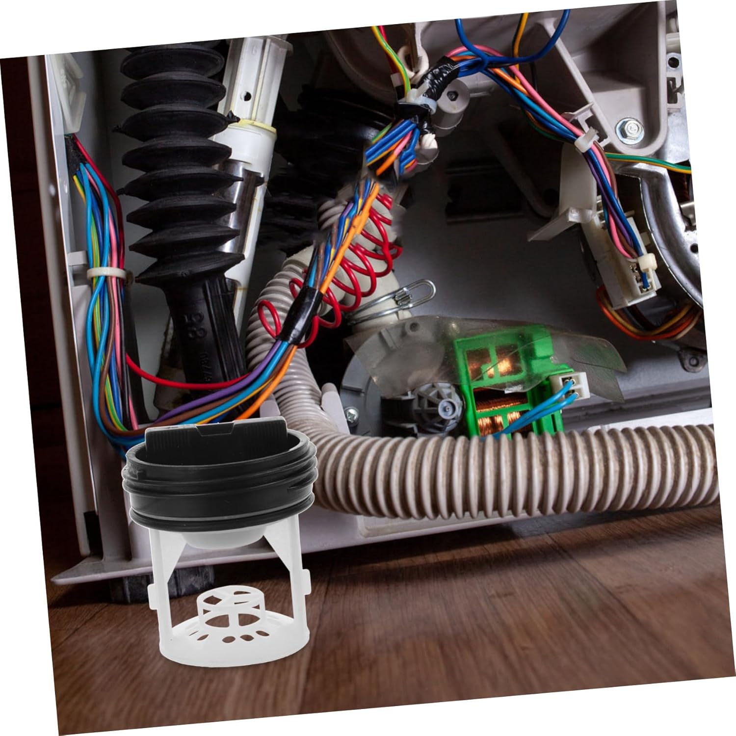Washing Machine Drain Pump Valve with Filter Trap - Plastic Drain Hose Seal Plug for Washer Hose Easy Install Prevents Clogs Compatible with Most Washer Models