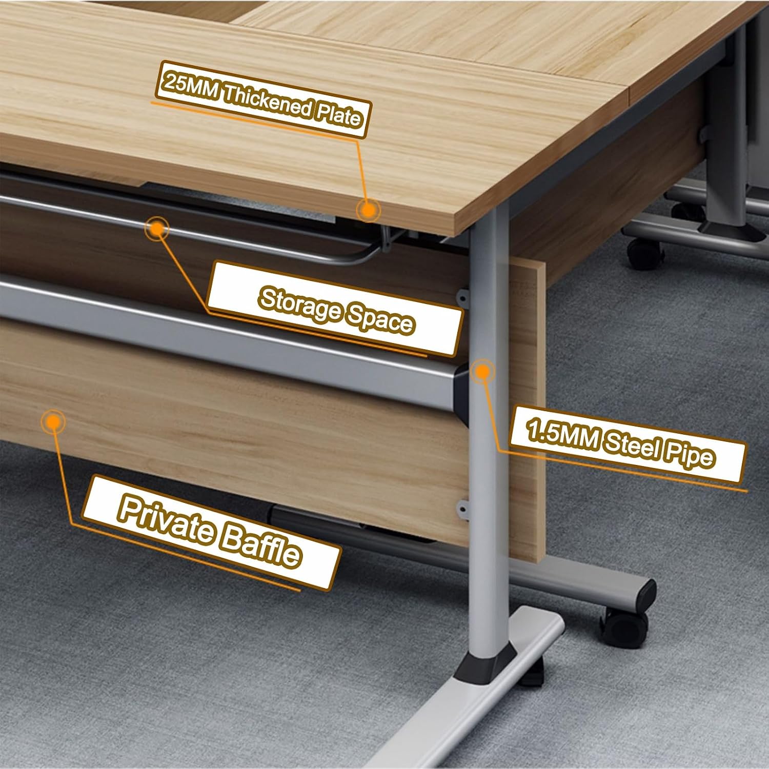 Conference Room Table, 1/2/4/6/8 Pack Large Folding Conference Table for 10-15 People, with Caster Wheels, Business Style Wooden Meeting Table with Strong Metal Frame, Flip Top Table(2pack,55x20x30in)