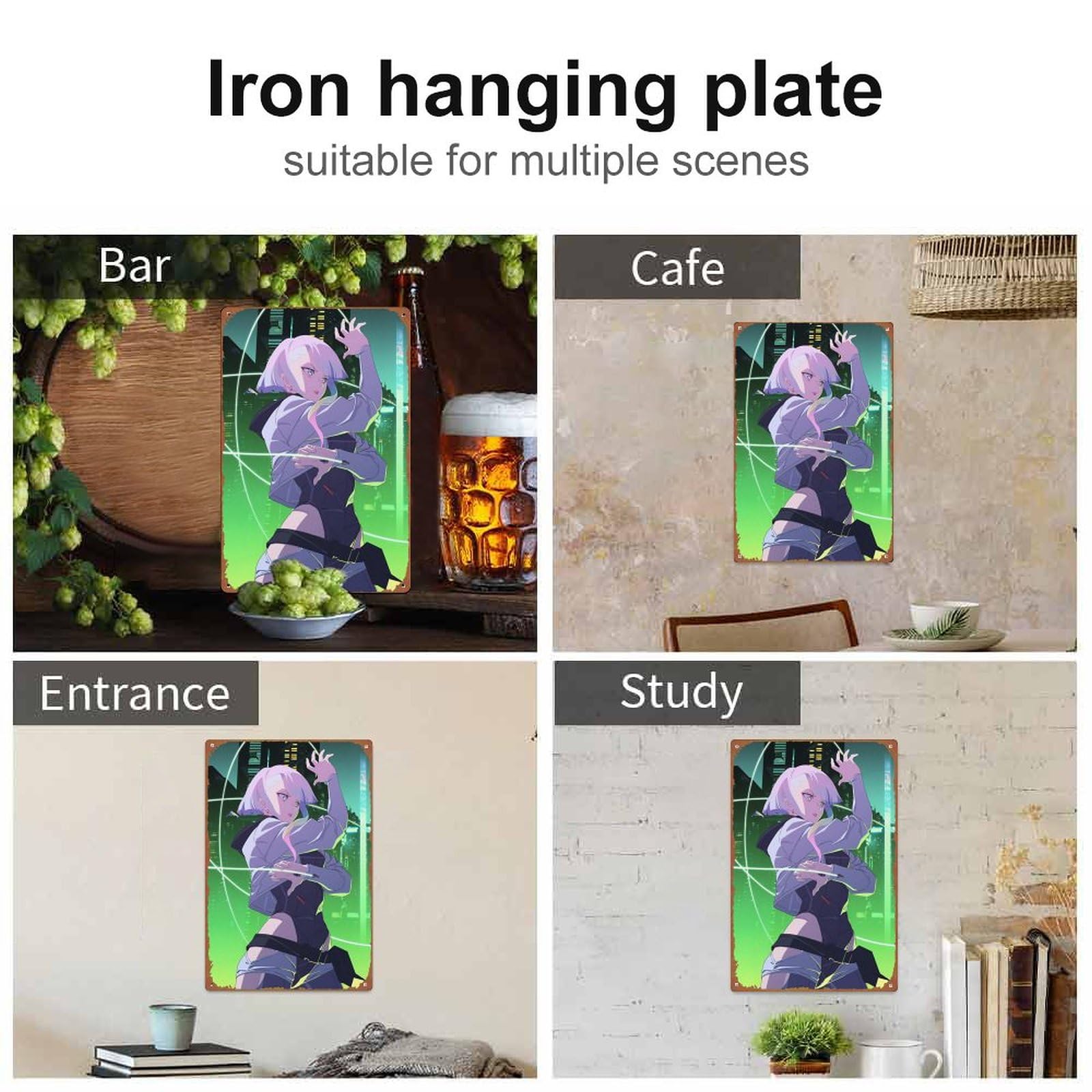 Poster In Lamiera Di Ferro Moderno 40x30cm – Decorazione Da Bar, Caffetteria E Soggiorno, Impermeabile E Antisbiadimento, Con Fori Per Appendere
