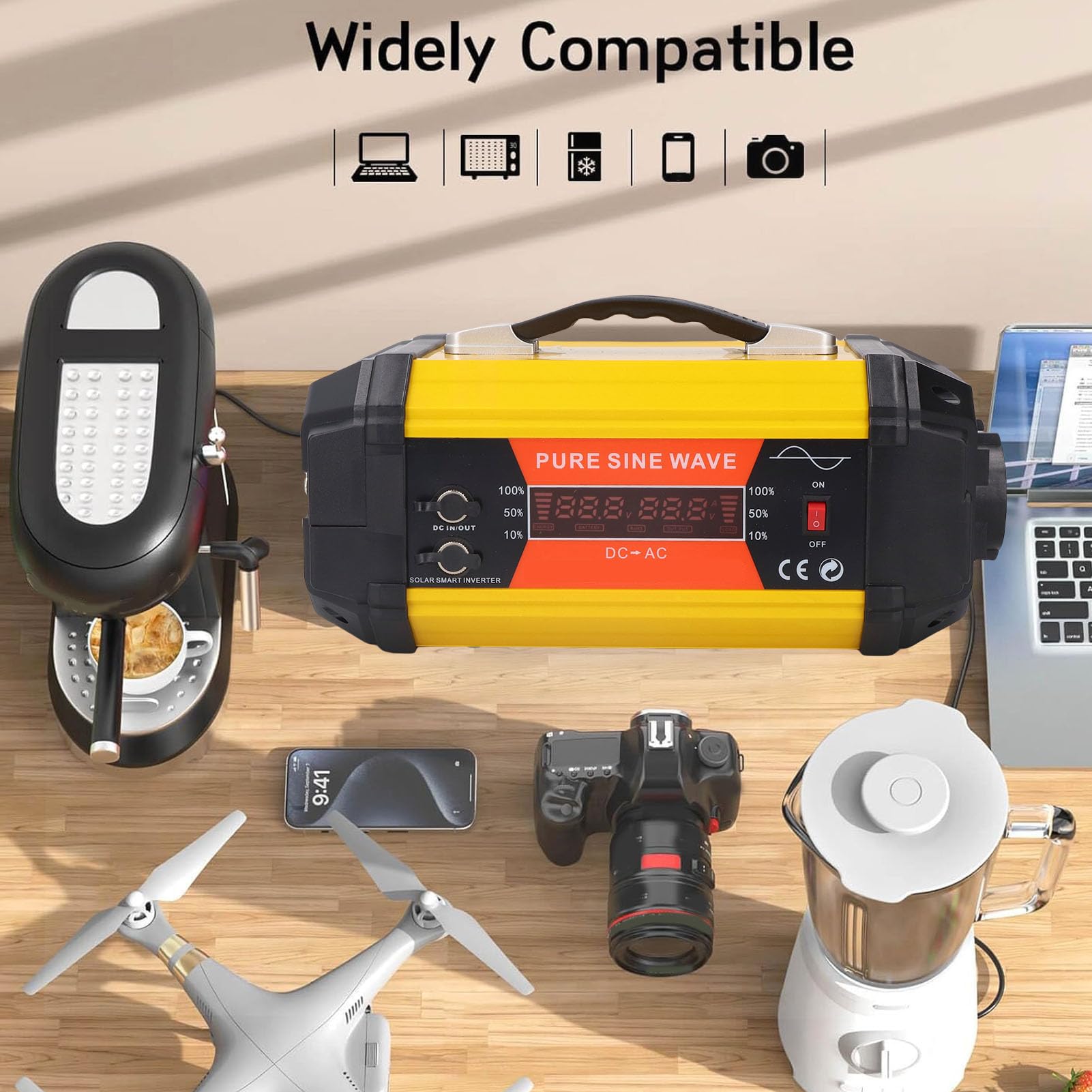 Generic Przetwornica Samochodowa o Mocy 500 W z czystą falą sinusoidalną Wydajna Przenośna ładowarka do Samochodów i łodzi z 2 Gniazdami Prądu Przemiennego i 2 Portami USB
