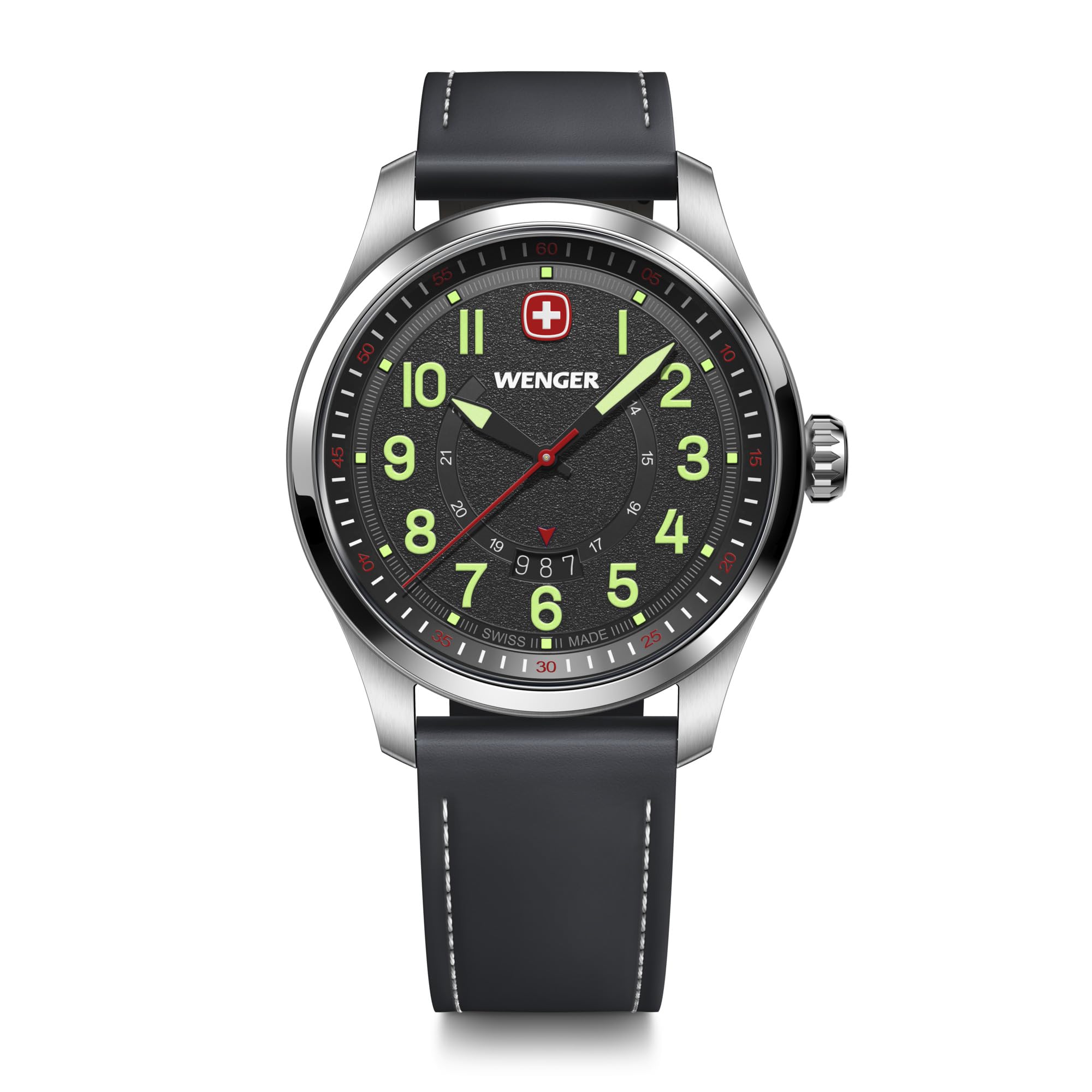 WENGER Herren Armbanduhr Terragraph Analog Quarz, Ø 43 mm, Swiss Made, Wasserdicht bis 100 m