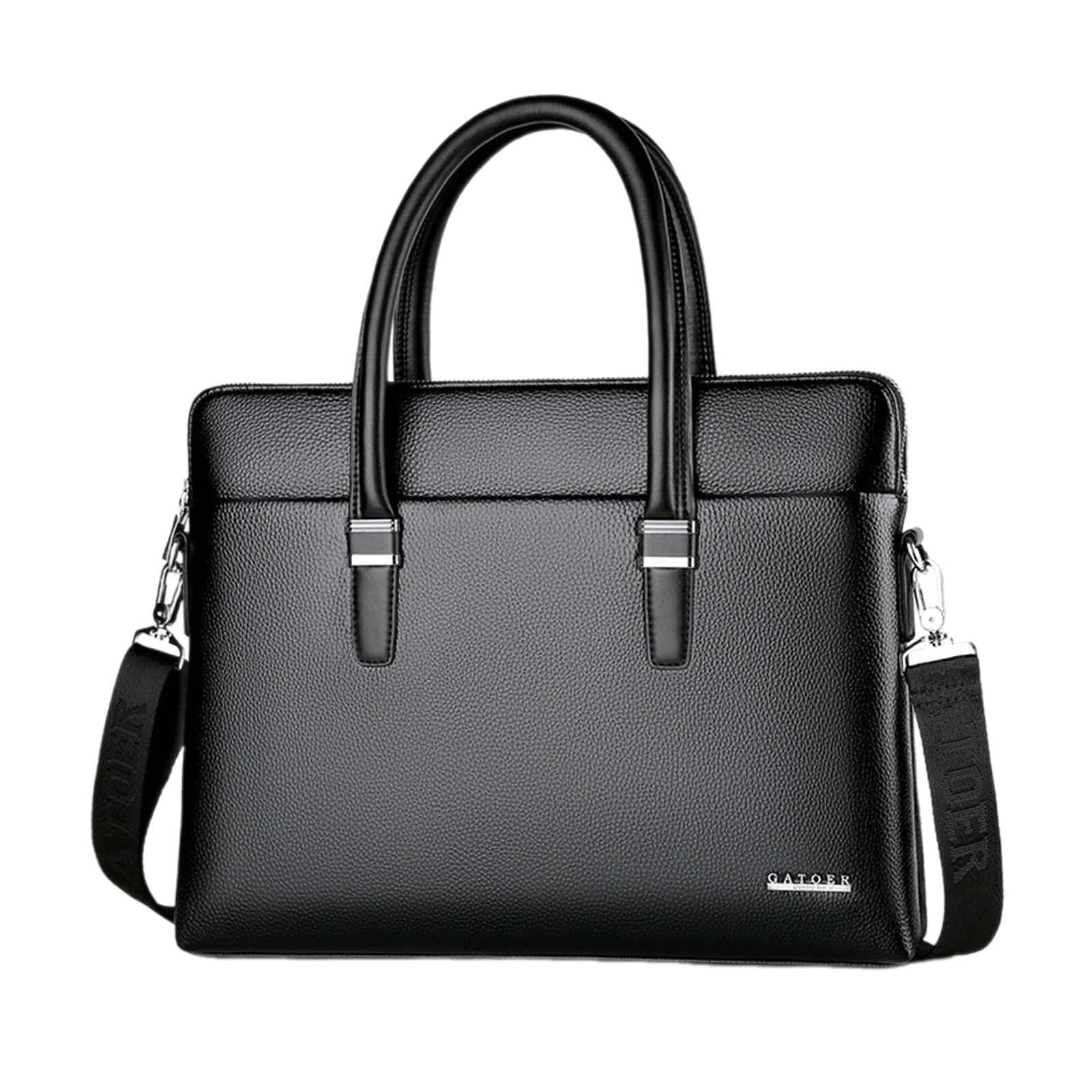 fashionmyday Fashion My day Men Briefcase Zipper Stylish Waterproof Shoulder Bag for Business Men Travel Black-picture-19