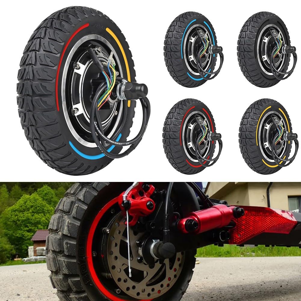 Whychstore Moteur de roue arrière de scooter électrique de 25,4 cm, 48 V 500 W pour Kugoo 4/4 Pro, ensemble de moteur gonflable avec cadre en alliage d'aluminium