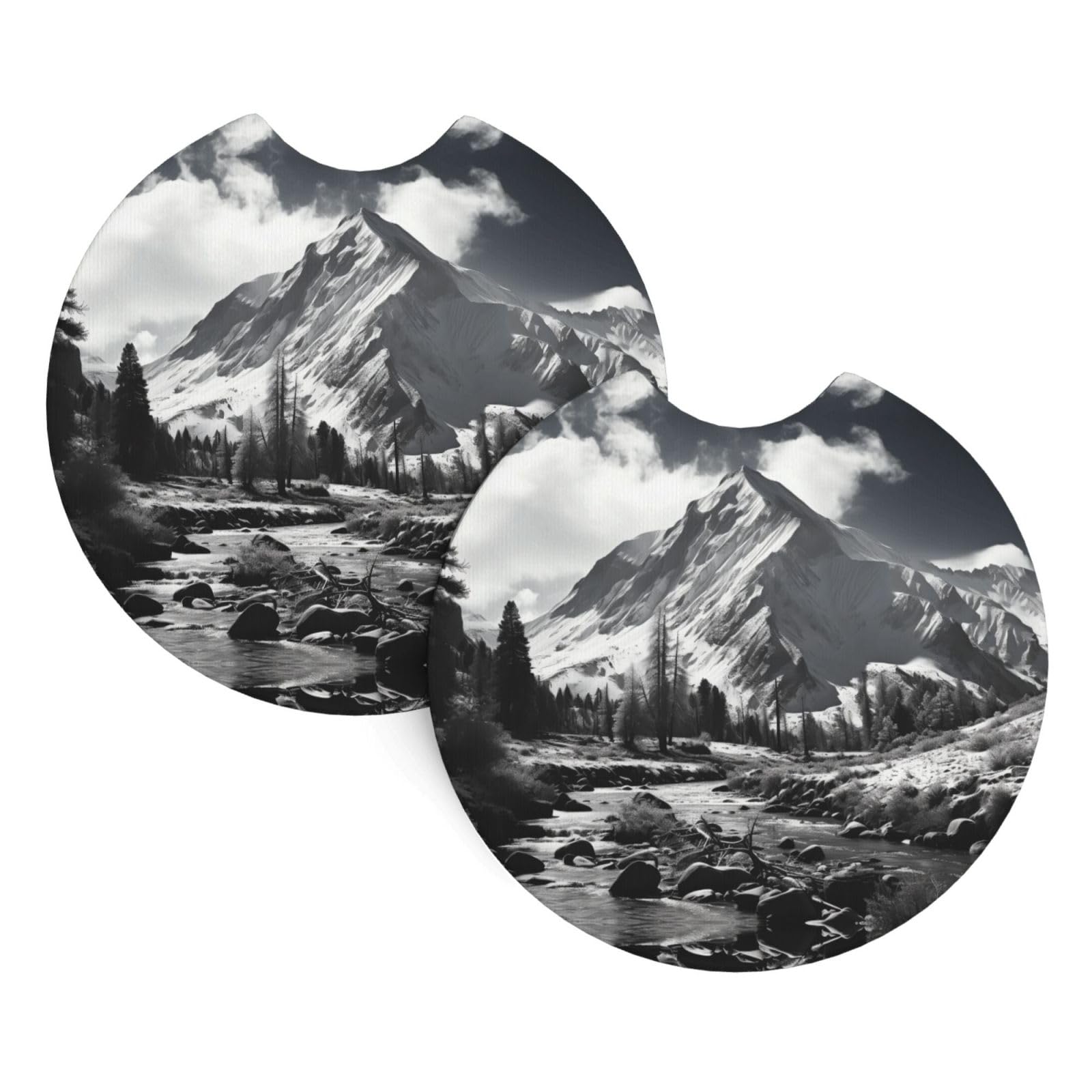 2 Pack Car Coaster for Cup Holders Retro Forest and Mountains Car Cup Coaster 2.7" Neoprene Non-Slip Automotive Cup Mat Universal Auto Car Interior Accessories for Women Men Cup Pad