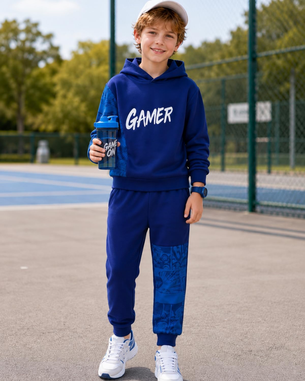 OLMRJKD Boys Clothes Long Sleeve Colorblock Hoodie Sweatshirt & Pant 2PCS Fall Outfits Size 5-12 Years