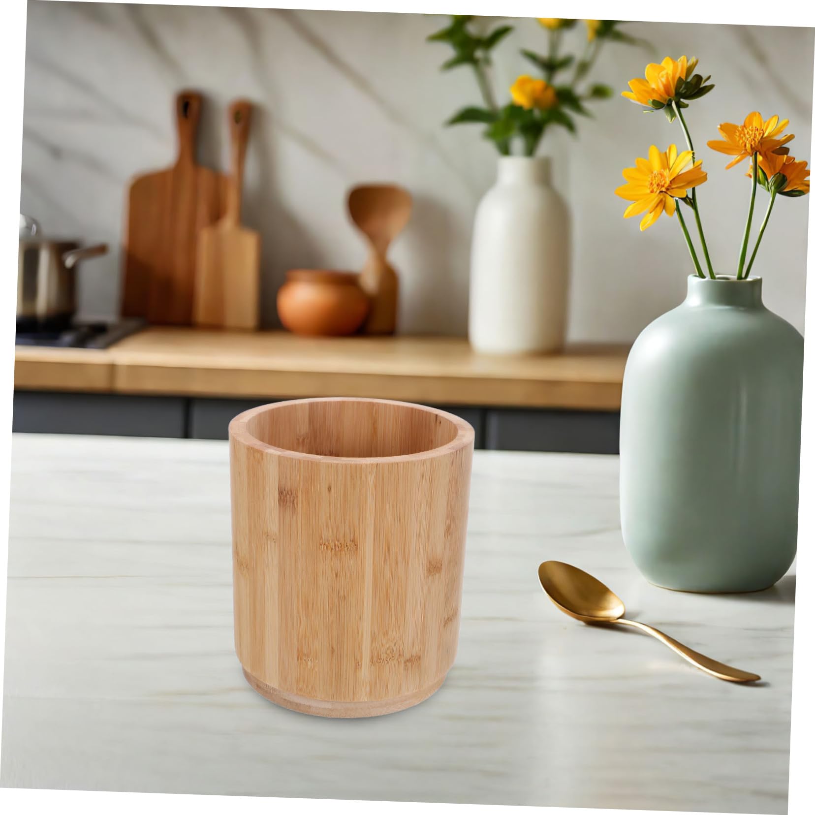 ULTECHNOVO Porte-ustensiles Organisateur Rotatif pour Ustensiles de Cuisine Style Campagnard