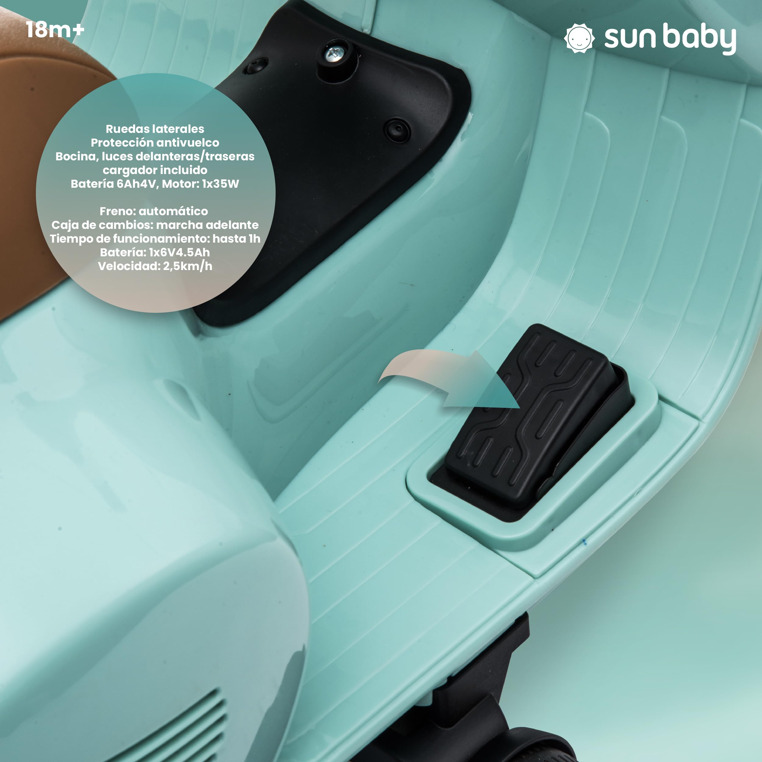 Vespa electrica niños, Motos electricas Infantiles, Vehículo eléctrico Vehículo Infantil Scooter (Menta)