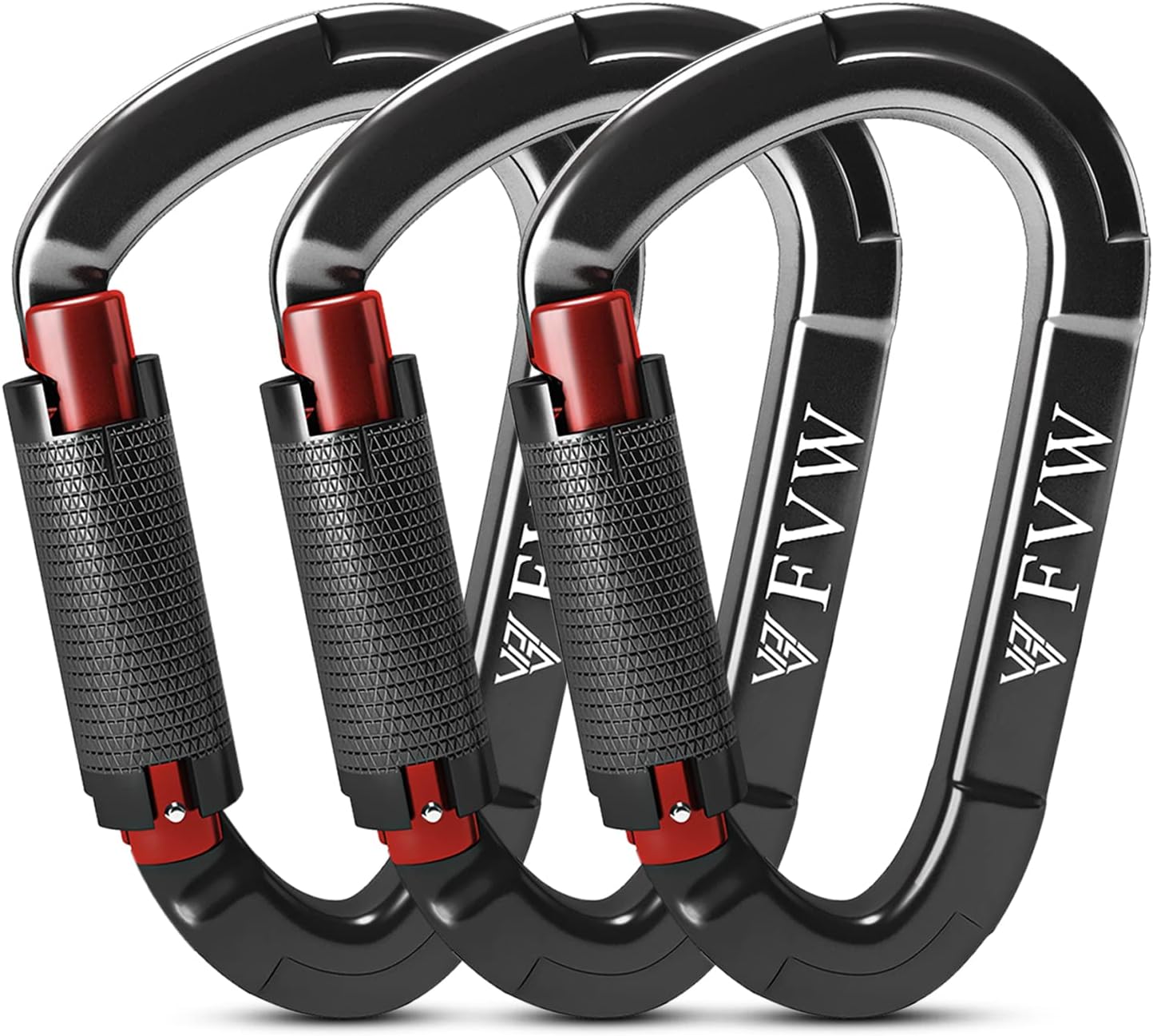FVW Auto Locking Rock Climbing Carabiner Clips, UIAA Certified Professional 25KN (5620 lbs) Heavy Duty Caribeaners for Rappelling Swing Rescue & Gym etc,Large Carabiners,D-Shaped