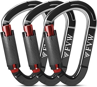 FVW Heavy Duty Climbing Carabiners, 25KN Auto Locking Rock Climbing Carabiners Clips for Hammocks, Swing, Locking Dog Leash and Harness, Camping, Hiking & Utility