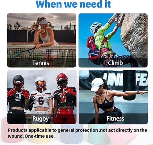 Miniatura 5 de OZER Paquete de 12 vendajes autoadhesivos de 2 pulgadas x 5 yardas, rollos de vendaje cohesivo transpirable y cohesivo, cinta elástica autoadhesiva