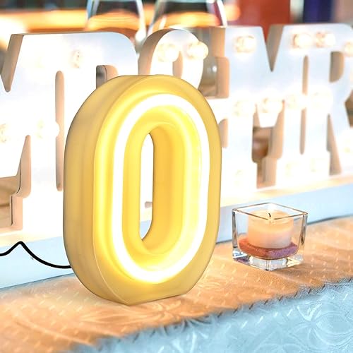 Miniatura 7 de Número 1 en forma de luces de neón letra luz de neón signo número blanco feliz cumpleaños luces de neón números neón luz de noche boda propuesta