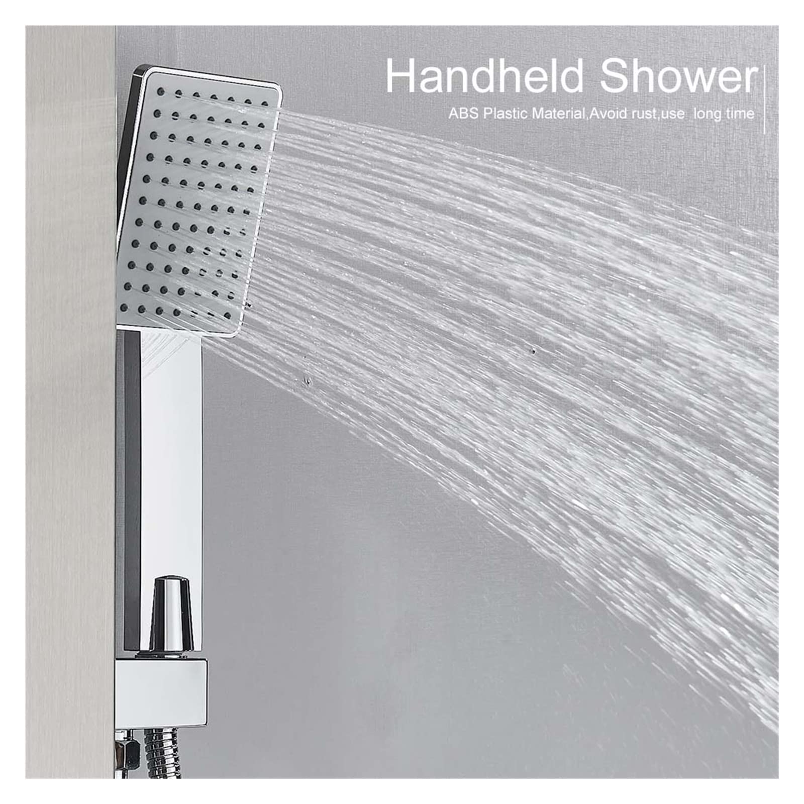Pannello doccia Set di rubinetti for doccia a pioggia a cascata SPA Massaggio a getto Vasca da bagno Colonna doccia Visualizzazione della temperatura Miscelatore Rubinetto Torre(Brushed Nickel A)