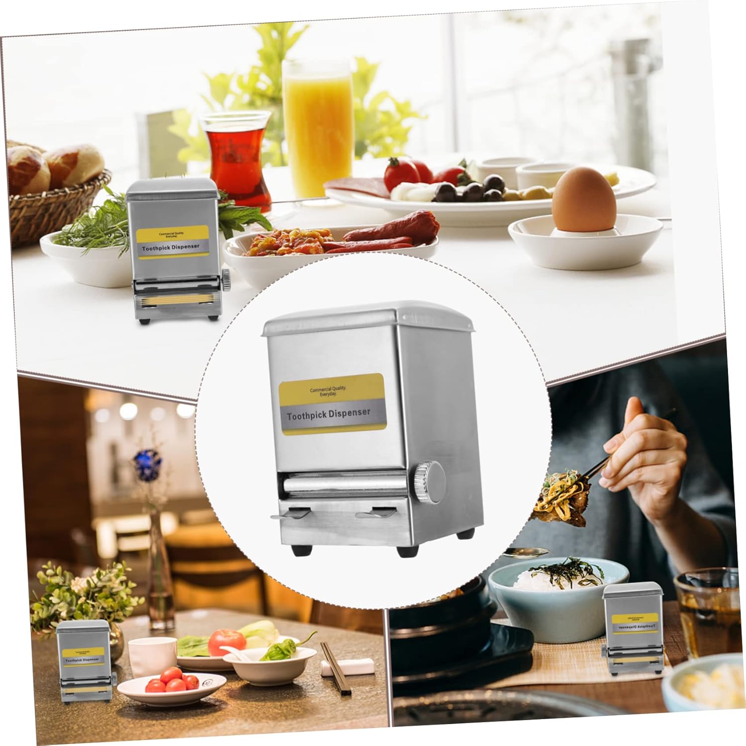 Stainless Steel Toothpick Storage Case Vintage Automatic Toothpick Dispenser for Dining Tables for Weddings Parties and Gatherings