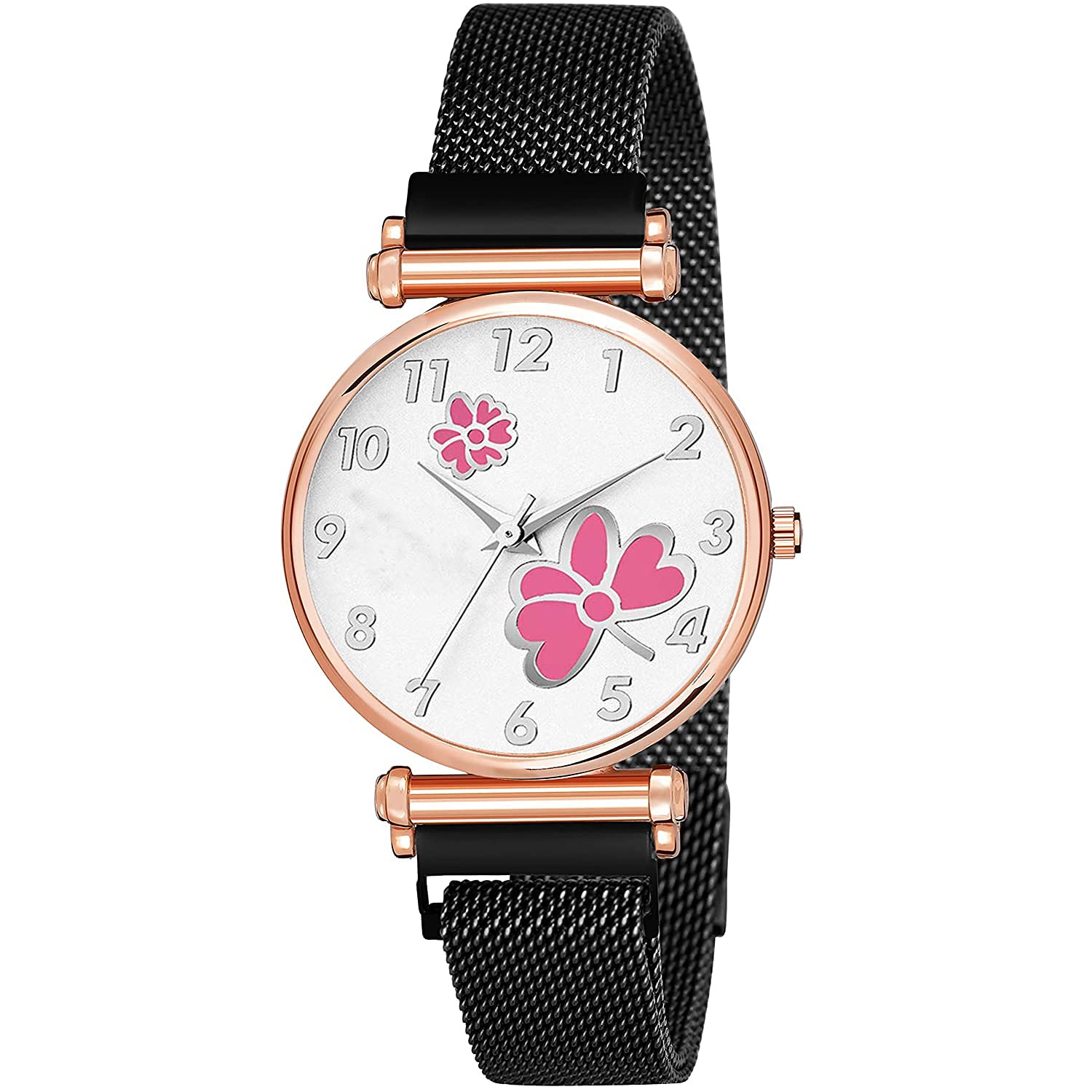 niyati Nx Analogue White Dial Flower Design Color Pink and Black Manget Starp Watch for Girls and Women (B09GPMBTMD) Amazon Price History, Amazon Price Tracker