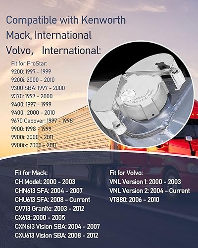 Miniatura 4 de 2 fundas mejoradas para tapa de combustible con bloqueo de semirremolque con 4 llaves, apta para Kenworth, International, Mack, Volvo