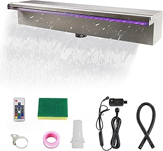 19.6 Inch Pool Waterfall Spillway, Stainless Steel Pond Waterfalls with ...