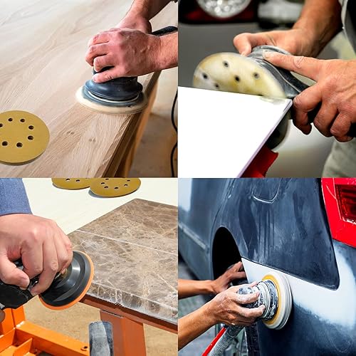 Miniatura 8 de 50 discos de lijado de 5 pulgadas con gancho y bucle, surtido de 60, 80, 120, 220, 320, papel de lija orbital redondo de 8 agujeros, papel de lija