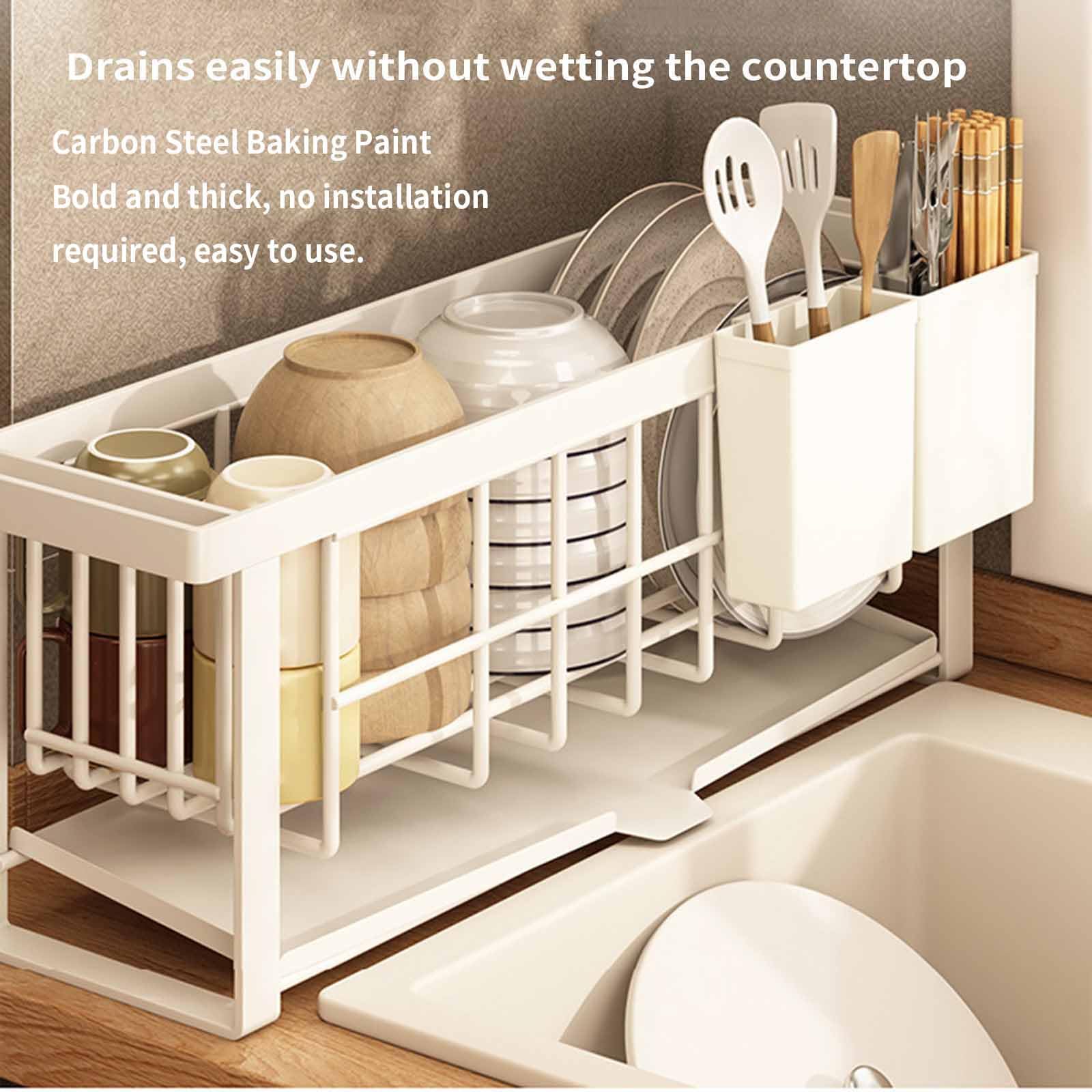 Abtropfgestell Geschirr Geschirrabtropfgestell Dish Rack Geschirrständer Abtropfhalter Ständer Abtropfgitter Geschirrablage Schwarz Besteckkorb Schmal