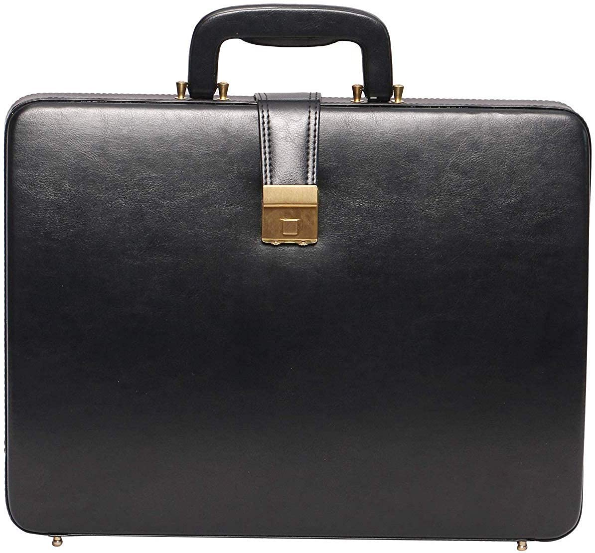 Faux Leather Briefcase Laptop Compartment Expandable Features High-Security Combo Number Lock Briefcase Bag for Men (Black)