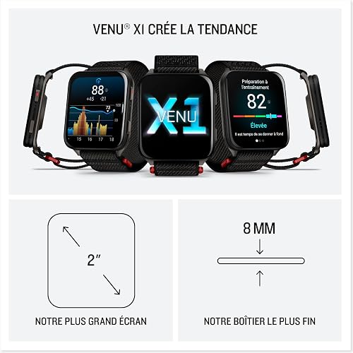 Garmin Venu X1, 51mm GPS smartwatch, Large 2" Square AMOLED Display, LED Flashlight, Lightweight, Ultra Thin 8mm Watch case, 100 pre Loaded Sports apps, up to 8 Days Battery Life, Black - 7