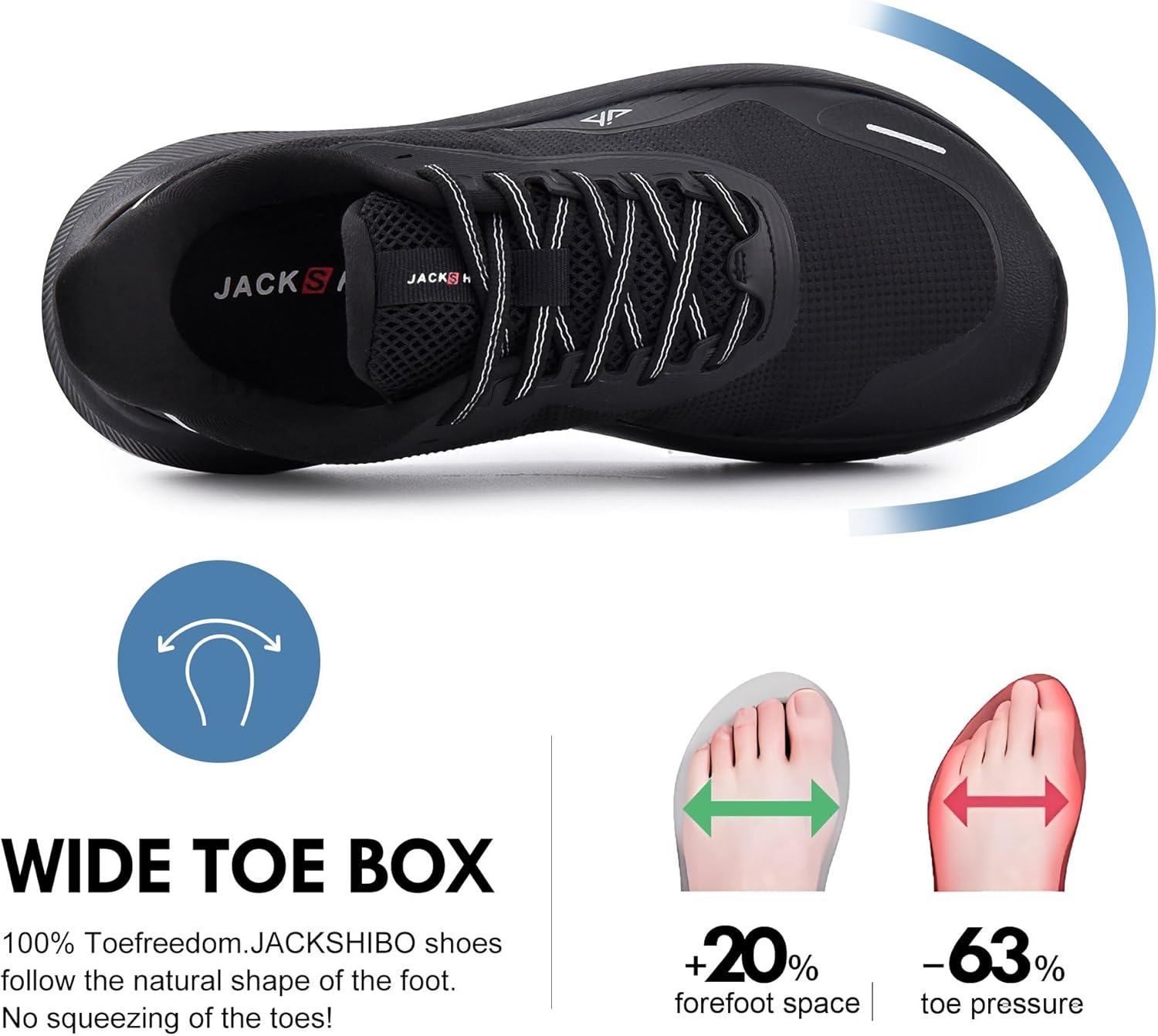 JACKSHIBO Slip in Men Hands Free Shoes Wide Toe Box Slip On Walking Running Tennis Athletic Sneakers Arch Support Plantar Fasciitis Orthopedic Shoes with Metatarsal Pads Cushion Thick Zero Drop Sole - Image 3