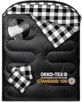 MEREZA Sac de couchage double pour adultes Hommes avec oreiller, XL Queen Size Deux personnes Sac de couchage pour toute la saison Camping Randonnée Backpacking 2 Sacs de couchage pour les personnes chaudes par temps froid