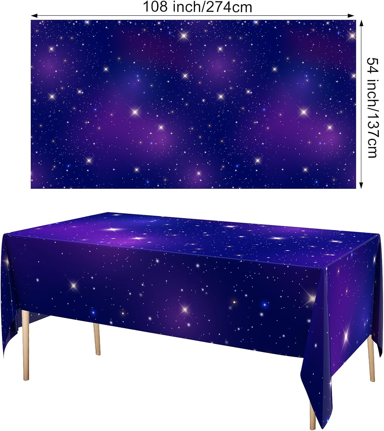 Remagr 54 x 108 Inch 6 Pcs Space Tablecloth Galaxy Table Covers Plastic for Galaxy Star Party Waterproof Birthday Wedding Birthday Halloween Holiday Decor