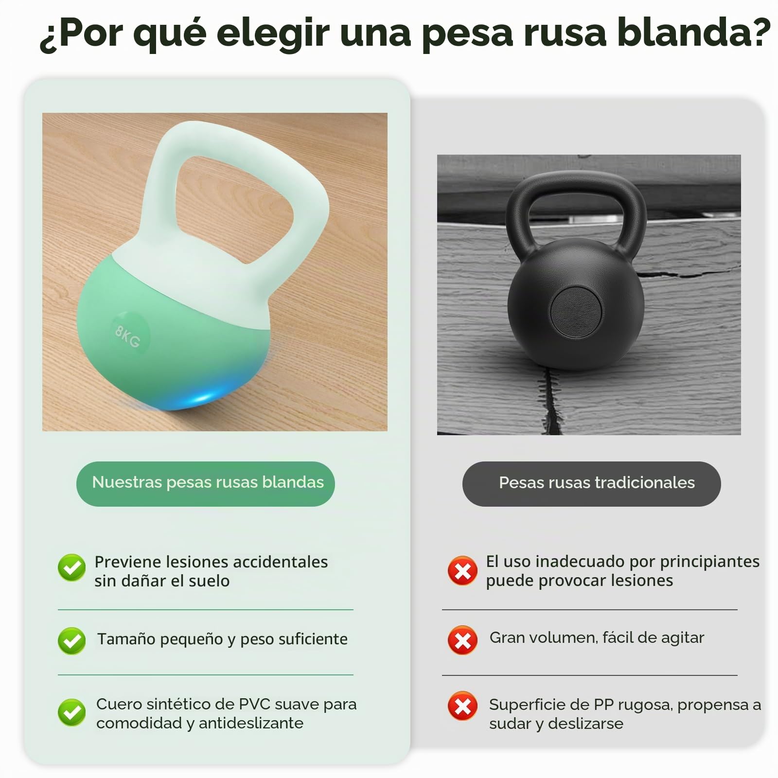 Kettlebell Suave 4–8 kg – Pesa Rusa de Entrenamiento con Revestimiento Flexible, Ideal para Fuerza, Fitness y Ejercicios en Casa