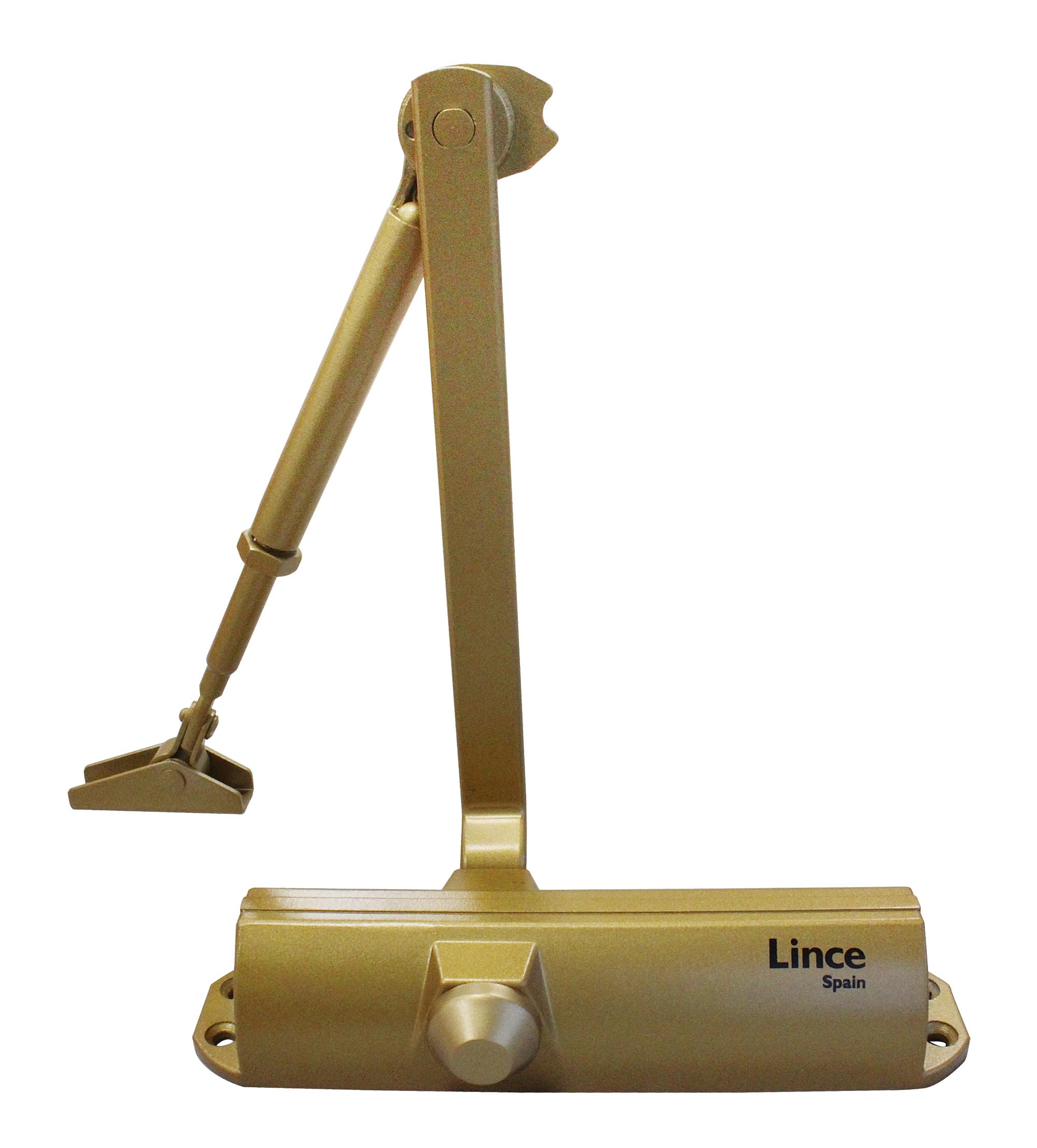 LINCE - CPA24O Cierrapuertas de Brazo Articulado con Fuerza Regulable EN 2-4 Sin Retención para Puertas de hasta 1100mm en Acabado Oro Premium
