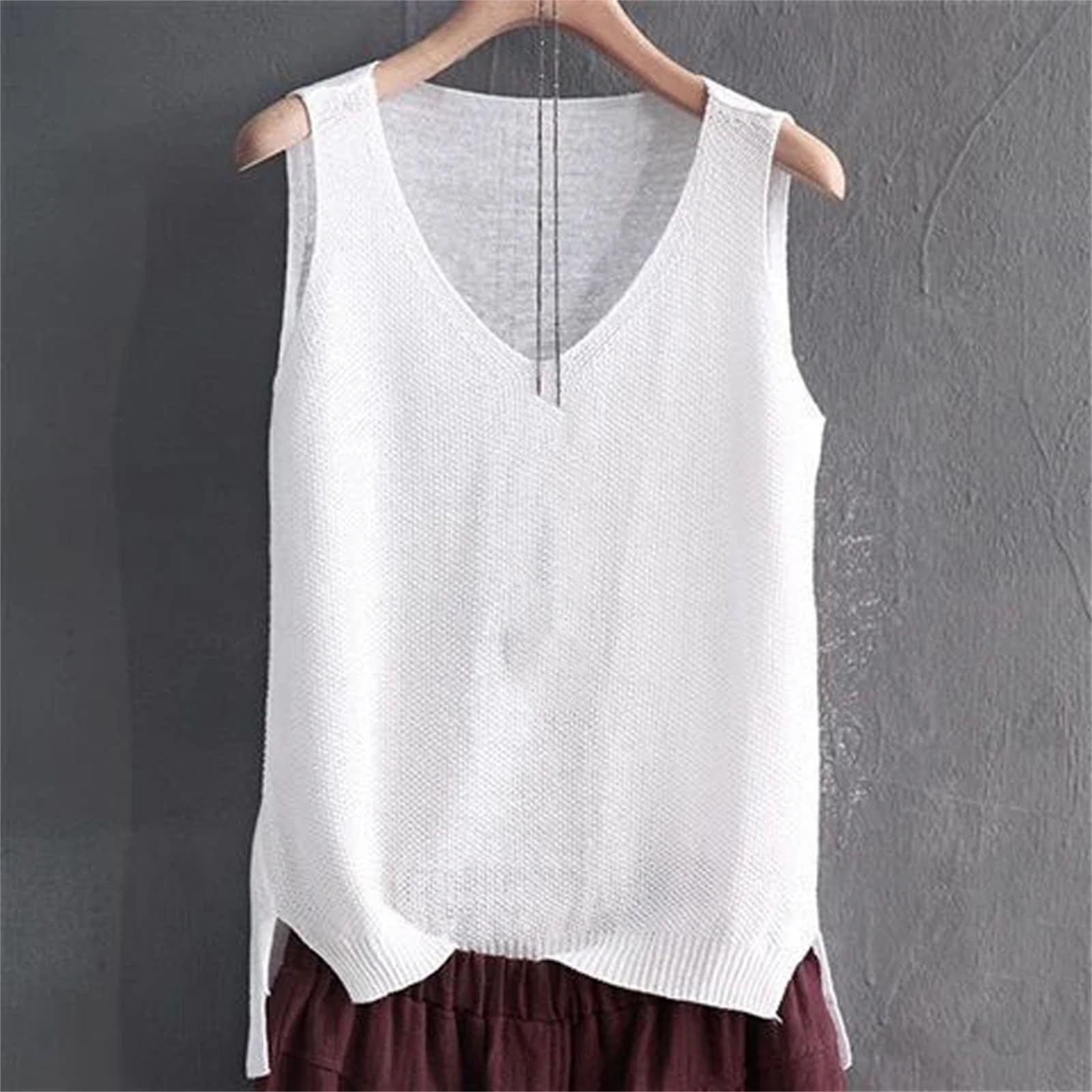 Camisola de seda de hielo para mujer, talla grande, camiseta sin mangas para mujer