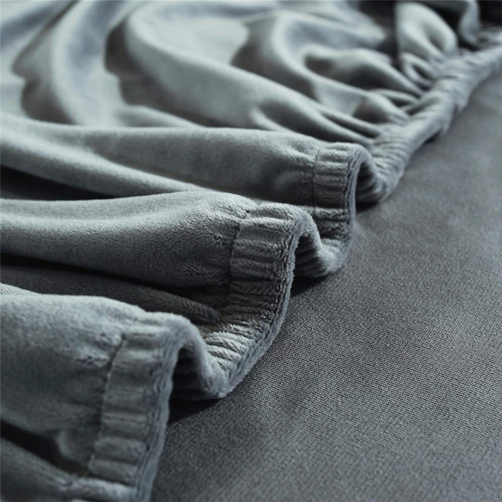 LINGKY Sofabezug Ecksofa L Form Stretch Samt Sofa Überzug Universal Couchbezug Für 1/2/3/4 Sitzer Waschbar Sofa Überwürfe (L Form Ecksofa Erfordert Zwei) - Sofabezug 3 Sitzer, Hellgrau