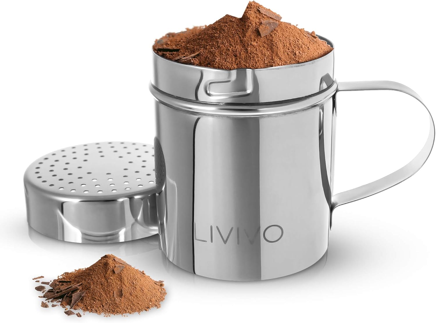 LIVIVO Stainless Steel Powder Decorating Shaker for Chocolate, Cocoa