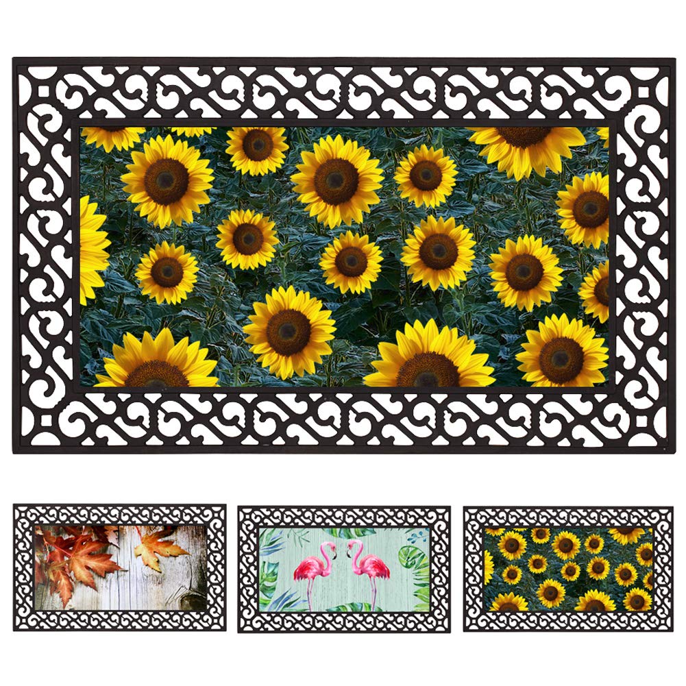 Printing Welcome Doormat, Fall Entrance Mat Floor Mat Rug Indoor Outdoor Front Door Mat with Non-Slip Rubber Backing 30" x 18" Green